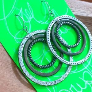 Triple O's fishhook earrings! 2in. Round